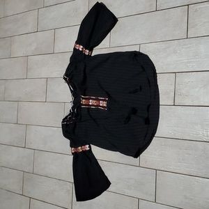 Wild Majesty XL Black BLouse with Aztec Designs